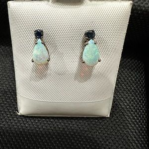 Sterling, silver opal earrings